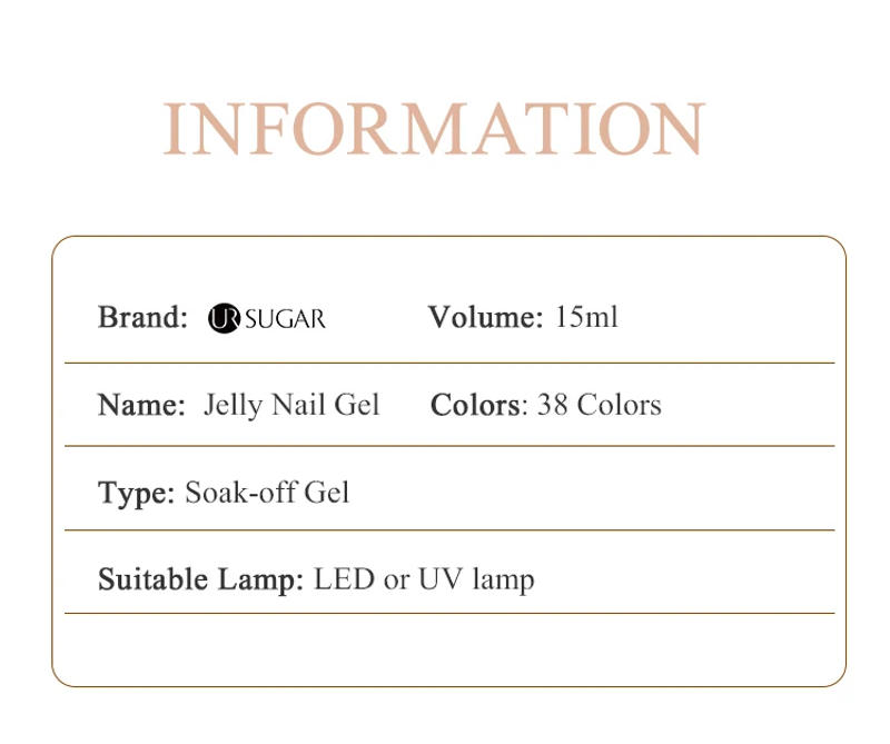 Description Picture 4 of itemUR SUGAR 15ml Blood Red Jelly Gel Nail Polish Translucent Color Crystal Nude Gel Nail Art Varnish For Fall Winter Manicure