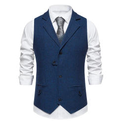 Men Suit Vest Herringbone Fabric Waistcoat Business Wedding Casual Turndown  Collar Men's Dress Blazer Vests Formal Party V07