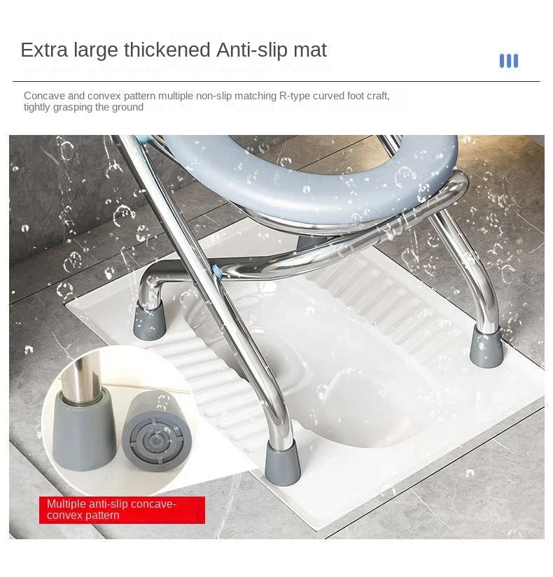 Description Picture 4 of itemPregnant Women Elderly Toilet Stool U Design Bathroom Chair Folding Stainless Steel Bath Seat Stable Anti-skid Toilet Foot Rest