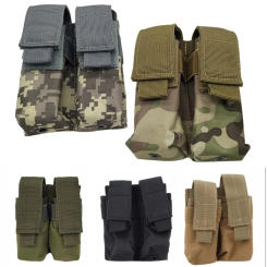 Molle Double 9mm Magazine Pouch Flashlight Holder EDC Tool Waist Bag Hunting Accessories Vest Pouches Ammo Mag Holster Bags
