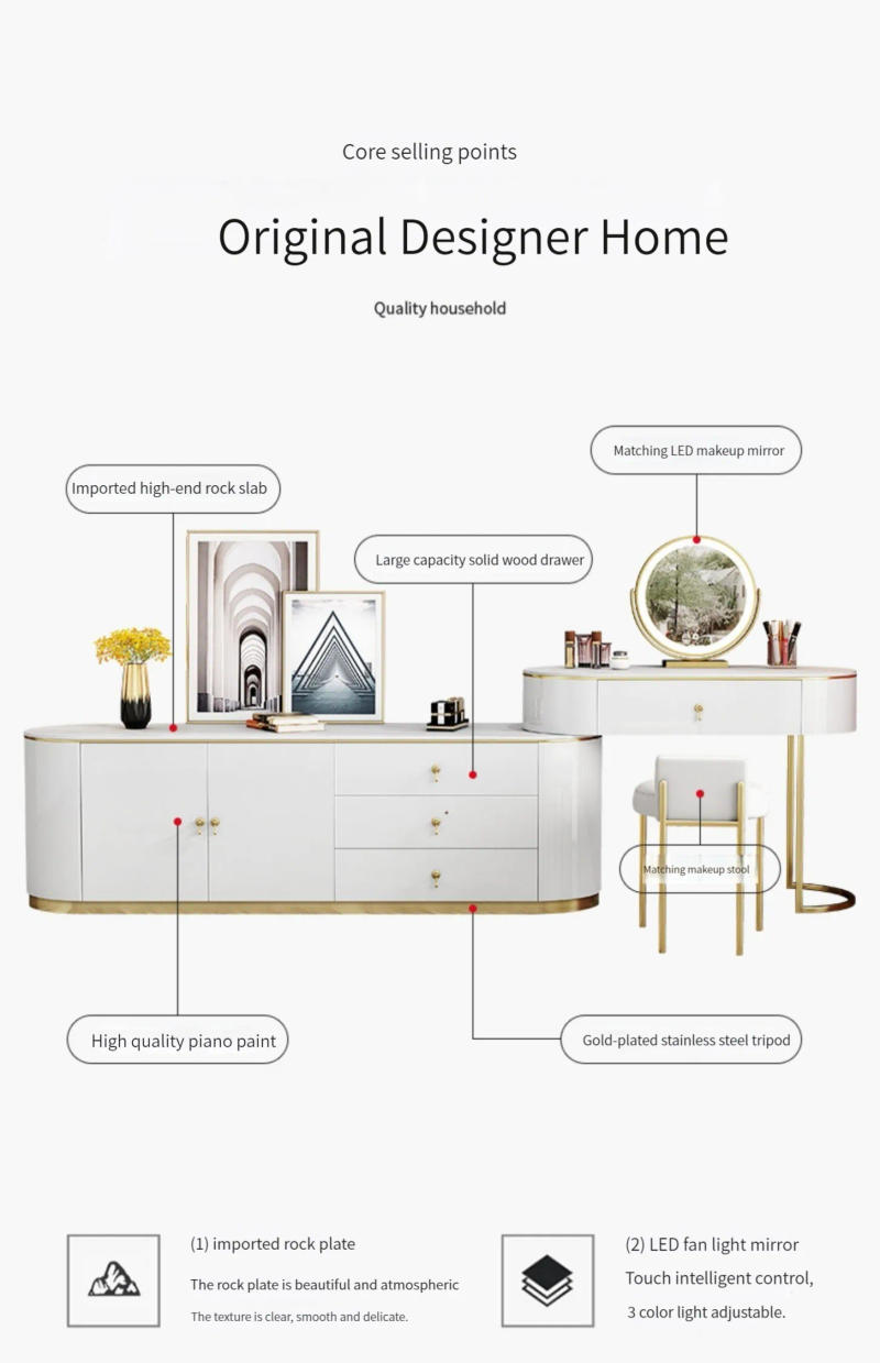 Description Picture 3 of itemModern Vanity Versatile Cabinet For Living Room Table For Makeup Bedroom Sets Meuble Gabinete Coiffeuse White Luxury Dressers