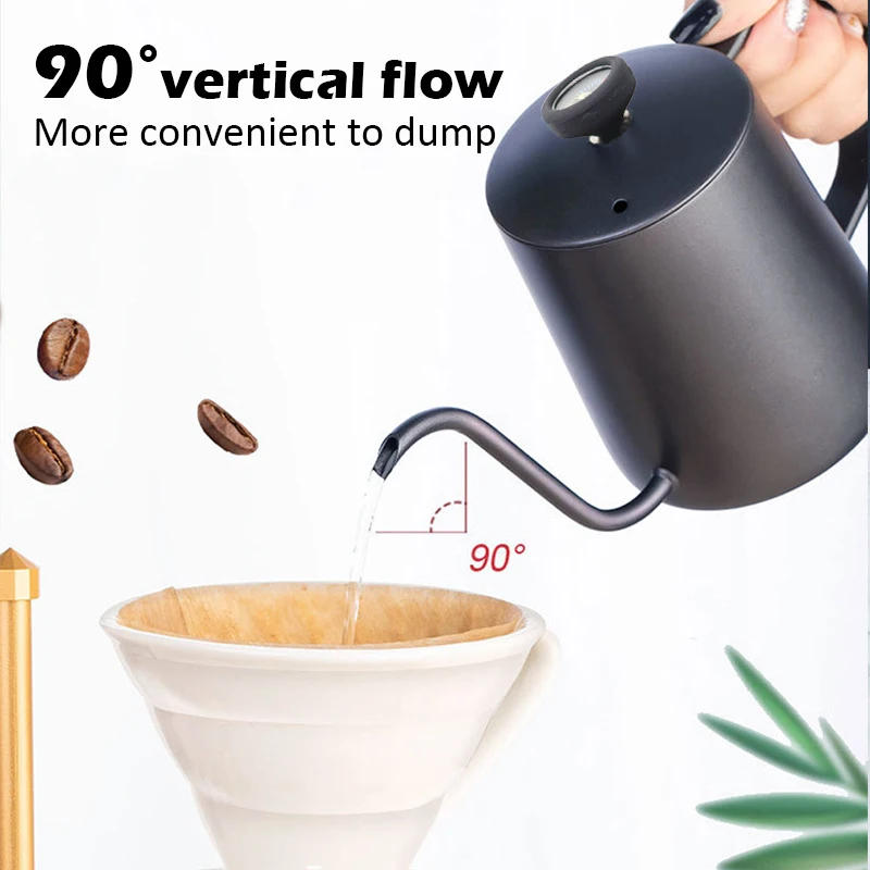 Description Picture 3 of item350ml Drip Kettle Coffee Tea Pot With Thermometer Non-stick Coating Food Grade Stainless Steel Thin Mouth Gooseneck Coffee Pot
