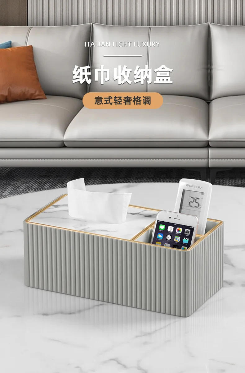 Description Picture 3 of itemLuxury Fashion Tissue Box Napkin Holder Hotel Restaurant Home Decorative Leather Tissue Box Napkin Pu Leather Marble Tissue Box