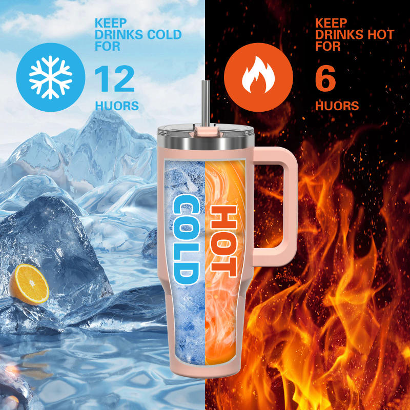 Description Picture 6 of itemWatersy 40oz/1200ml Tumbler with Handle and Straw Lid Large Capacity Stainless Steel Thermal Cup Keep Coffee Beer Cold Vacuum