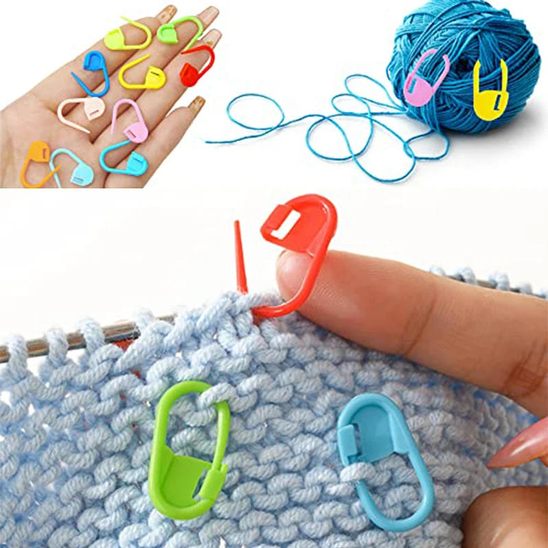 Description Picture 4 of item50-200pcs Multicolor Plastic Resin Small Clips Knitting Crochet Markers Locking Stitch Needle Clip Marking Rings DIY Sewing Tool