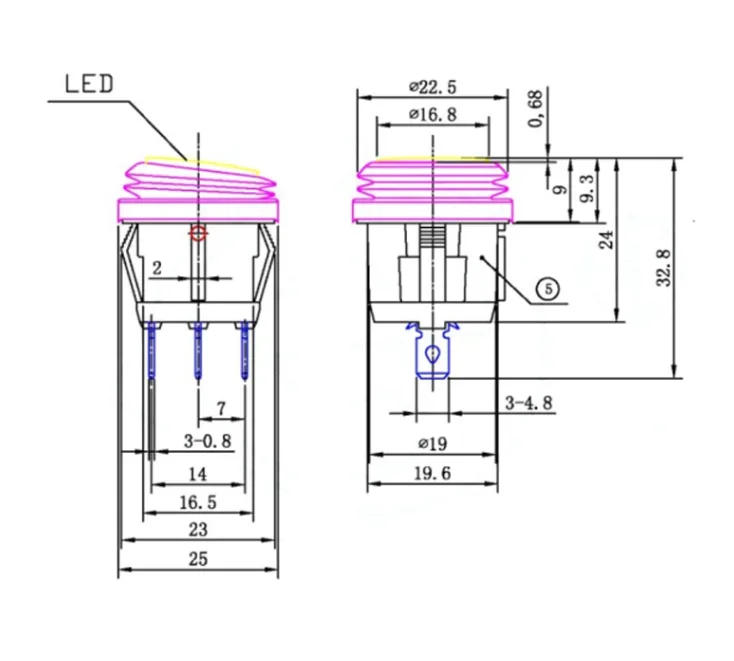 Description Picture 3 of itemKCD1 ON/OFF Power Switch 10A 125V 250V AC Sealed Waterproof Auto Boat Marine Toggle Rocker Switch mini toggle switch