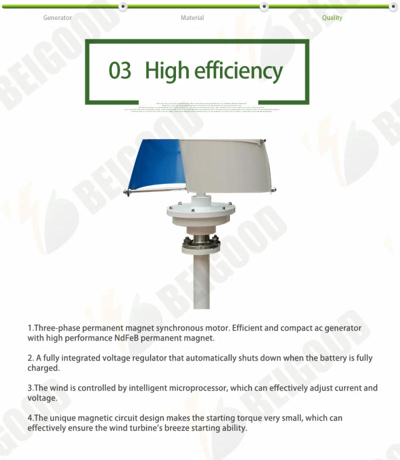 Description Picture 5 of item【High Power】10kw Vertical Wind Turbine Generator 10kW 12v 24v Alternative Free Energy Windmills With MPPT Hybrid Controller For