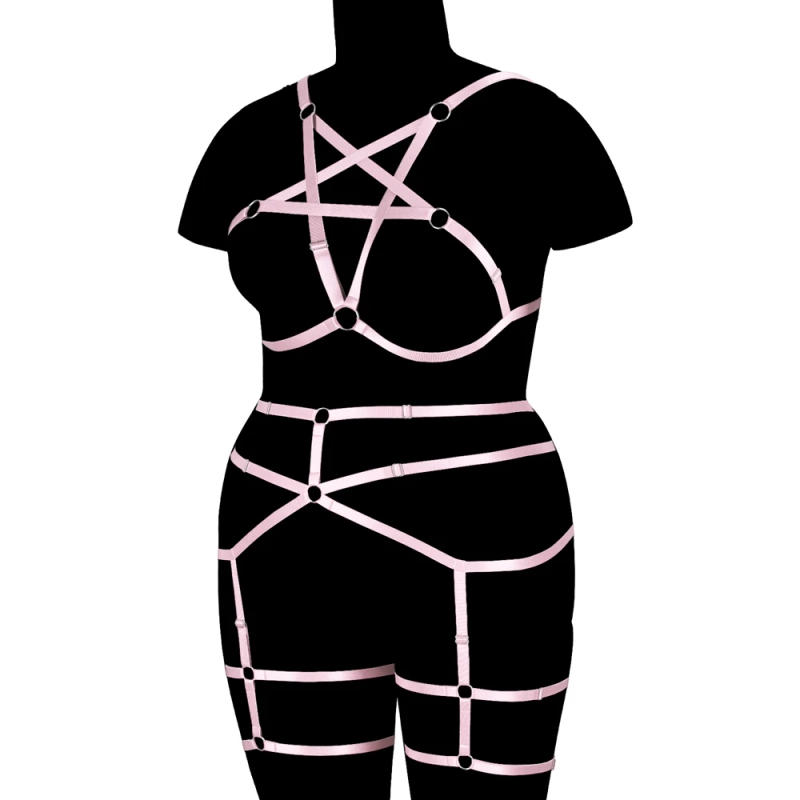 Description Picture 4 of itemPentagram Body Bondage Harness For Plump Women Fetish Accessory Plus Size Lingerie Punk Cosplay Sexy Garter Harajuku Costume