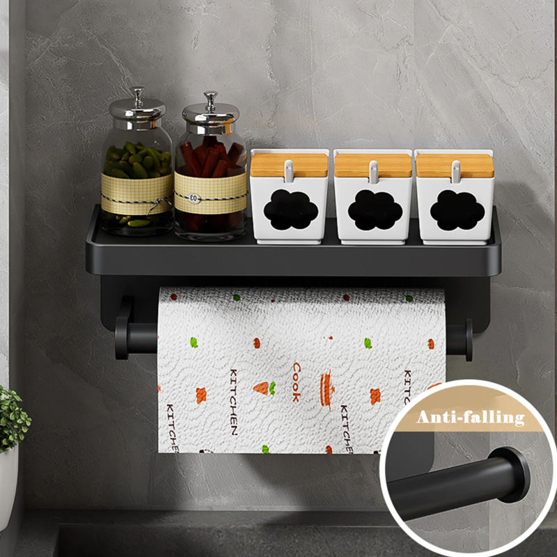 Description Picture 2 of itemToilet Paper Holder Plastic Storage Rack Kitchen Towel Placement Of Seasoning Bottles Bathroom Wall Roll Of Paper Phone Storage