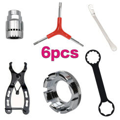 6Pcs Bicycle repair kit Bicycle front fork repair wrench spoke wrench Tyre Lever Tube chain link pliers hex wrench axle disassem