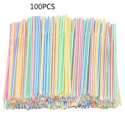 100Pcs Bendable Straws Disposable Colourful Black Straw Rietjes Milk Tea Bar Party Wedding Kitchen  Accessories Drinkware 빨대