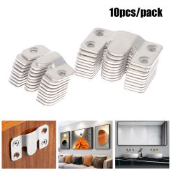 10pcs Stainless Steel Interlock Hanging Buckle Flush Mount Bracket Furniture Connector Wall Picture Frame Hanger Display Hooks