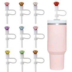 Diamond Shape Silicone Straw Cover For Water Glass Bottle Drinking Dust Cap Dust-proof Straw Tips Cover Cup Accessories For 10mm