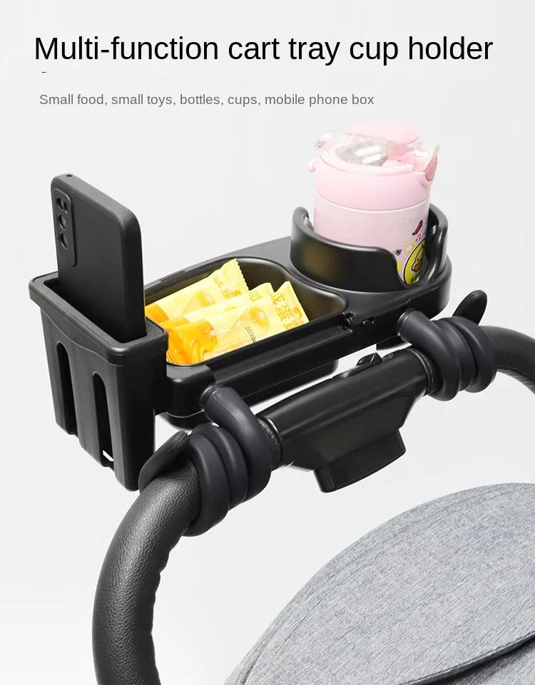 Description Picture 2 of itemMultifunctional Baby Stroller Snack Box Dinner Table Tray Storage Accessorie 3-in-1 Winding Fixing for Toddler Infant Cup Holder