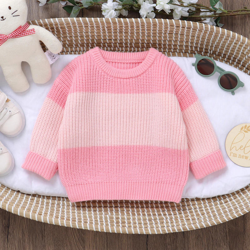 Description Picture 4 of itemMISOWMNJOY Newborn Baby Knit Sweaters Winter Girls Boys Clothes Long Sleeve Striped Pullover Tops Oversize Infant Jumpers Tops