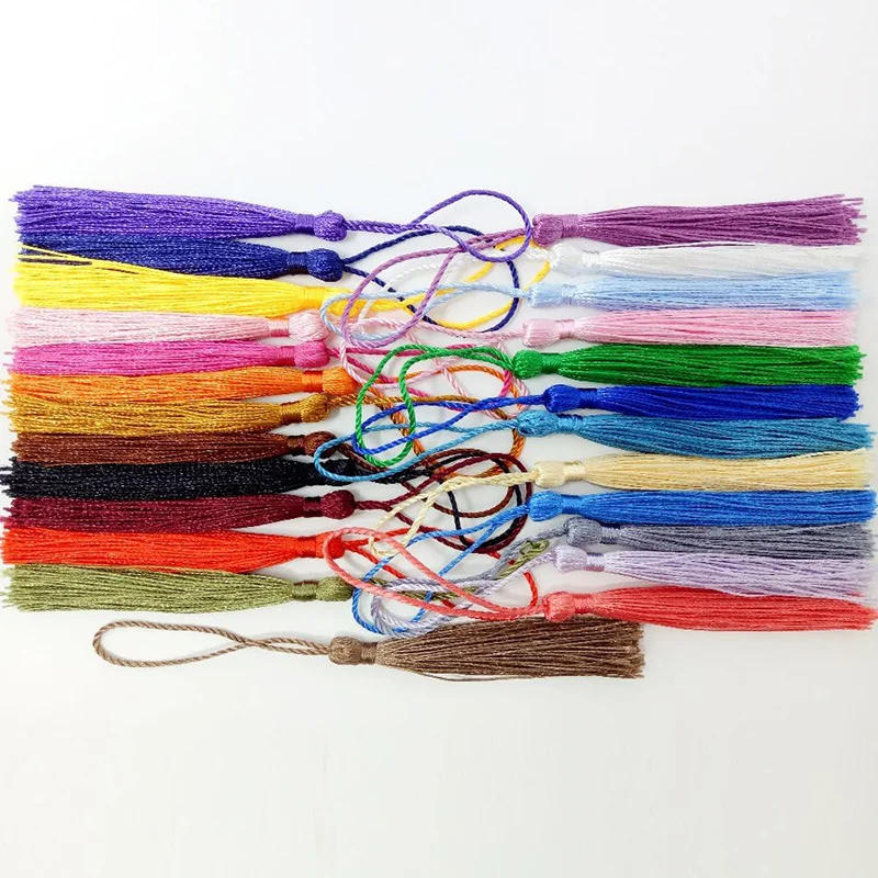 Description Picture 5 of item32PCS 13cm Silk Tassels Handmade Soft Tassels Fringe Bookmark Tassels with Cord Loop for DIY Crafts Jewelry Making Accessories