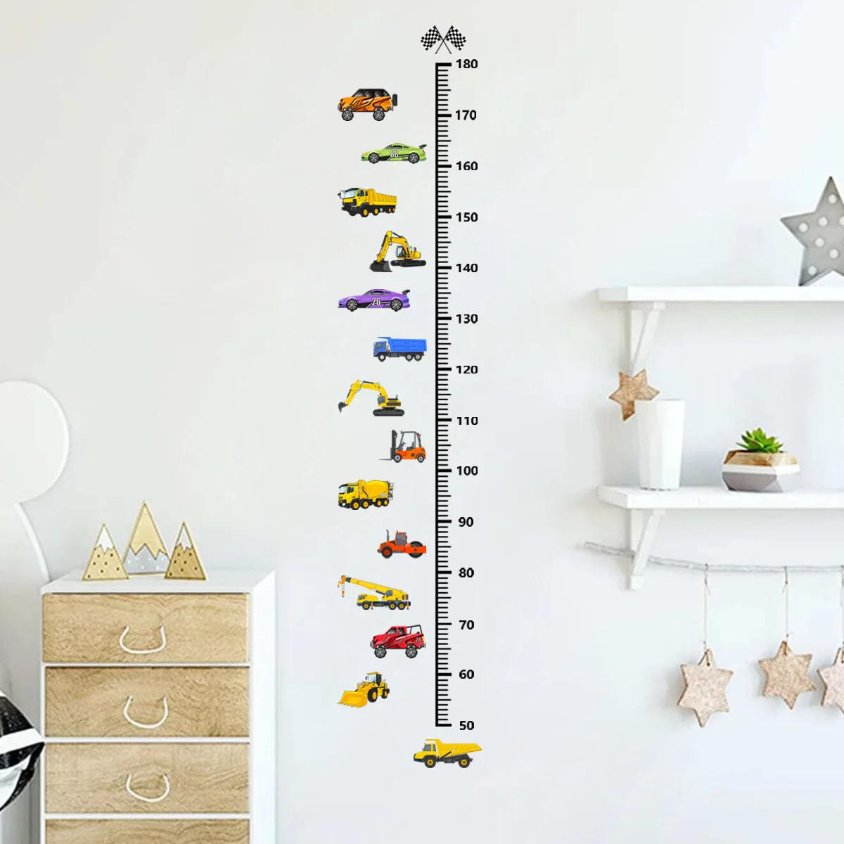Description Picture 4 of itemTransport Truck/Cars Growth Chart for Kids Wall Stickers Measure Height Wall Chart Children Ruler Nursery Room Decor Wall Art