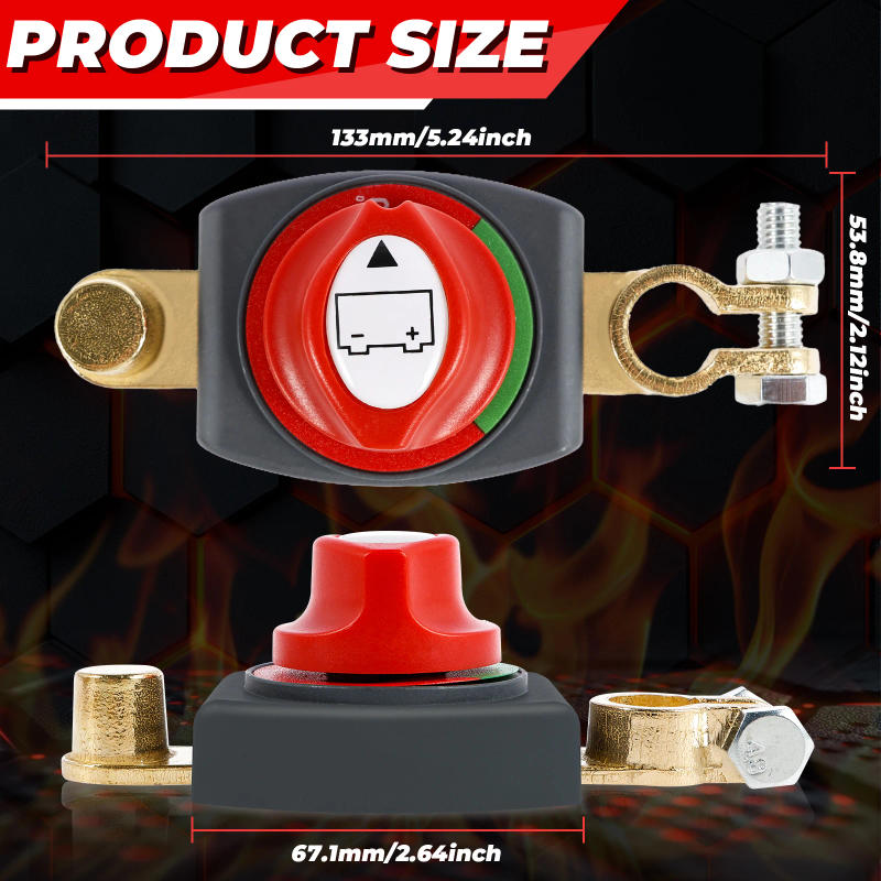 Description Picture 2 of itemDC 12-24V Battery Disconnect Switch Heavy Duty Side Post Battery Disconnect Switch Multipurpose Battery Power Cut Master Switch