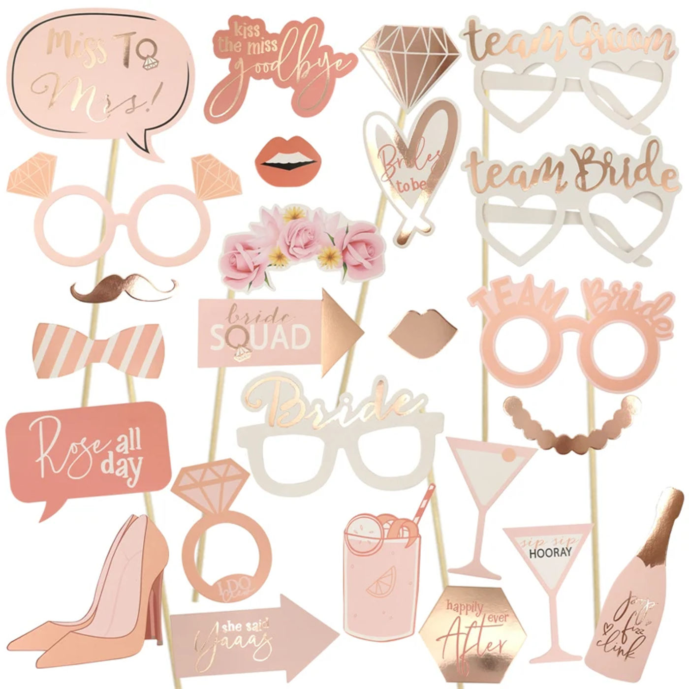 Description Picture 2 of item1bag Team Bride to Be Paper Photo Booth Props Mask Photobooth Bachelorette Hen Party Bridal Shower Wedding Decoration Supplies