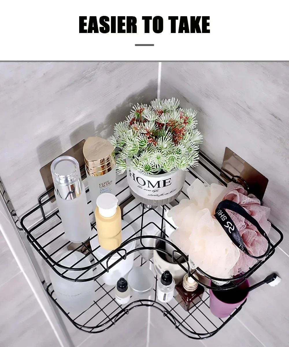 Description Picture 3 of itemToilet Storage Rack Bathroom Shelf No-Drill Corner Shelf Shower Wall Mounted Shelf Bracket Bathroom Accessory Organizer Shampoo