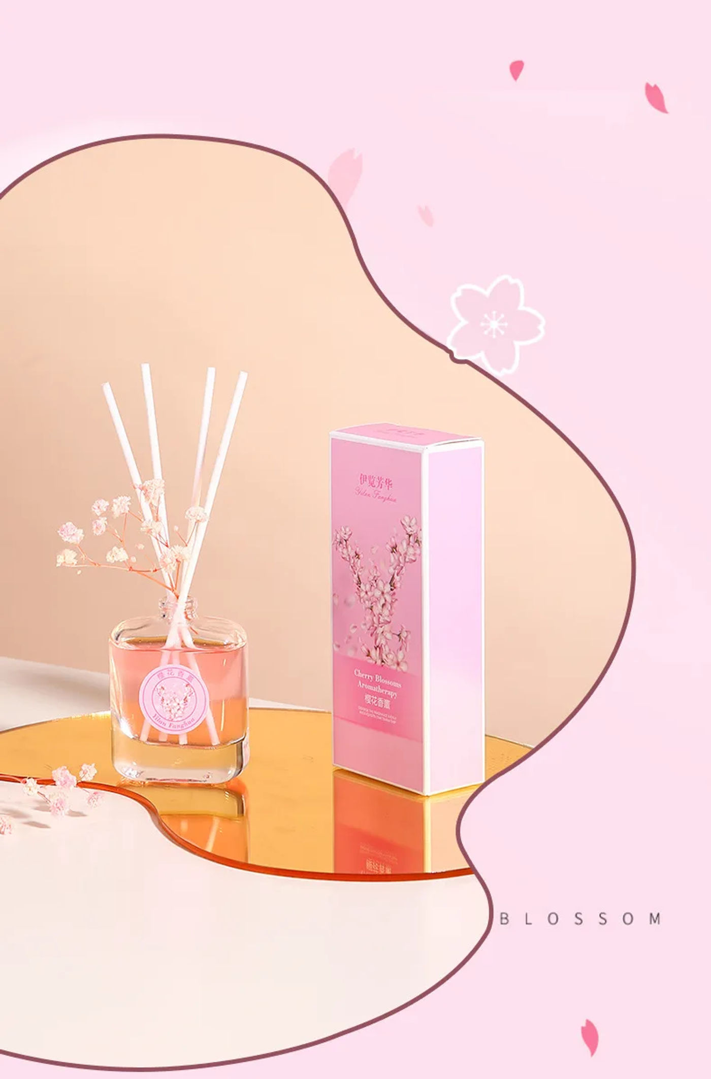 Description Picture 5 of item50ML Reed Diffuser Bottle with Essential Oil Sakura Aromatherapy Diffuser Sets Hotel Home Aromatherapy Air Fresh Fragrance