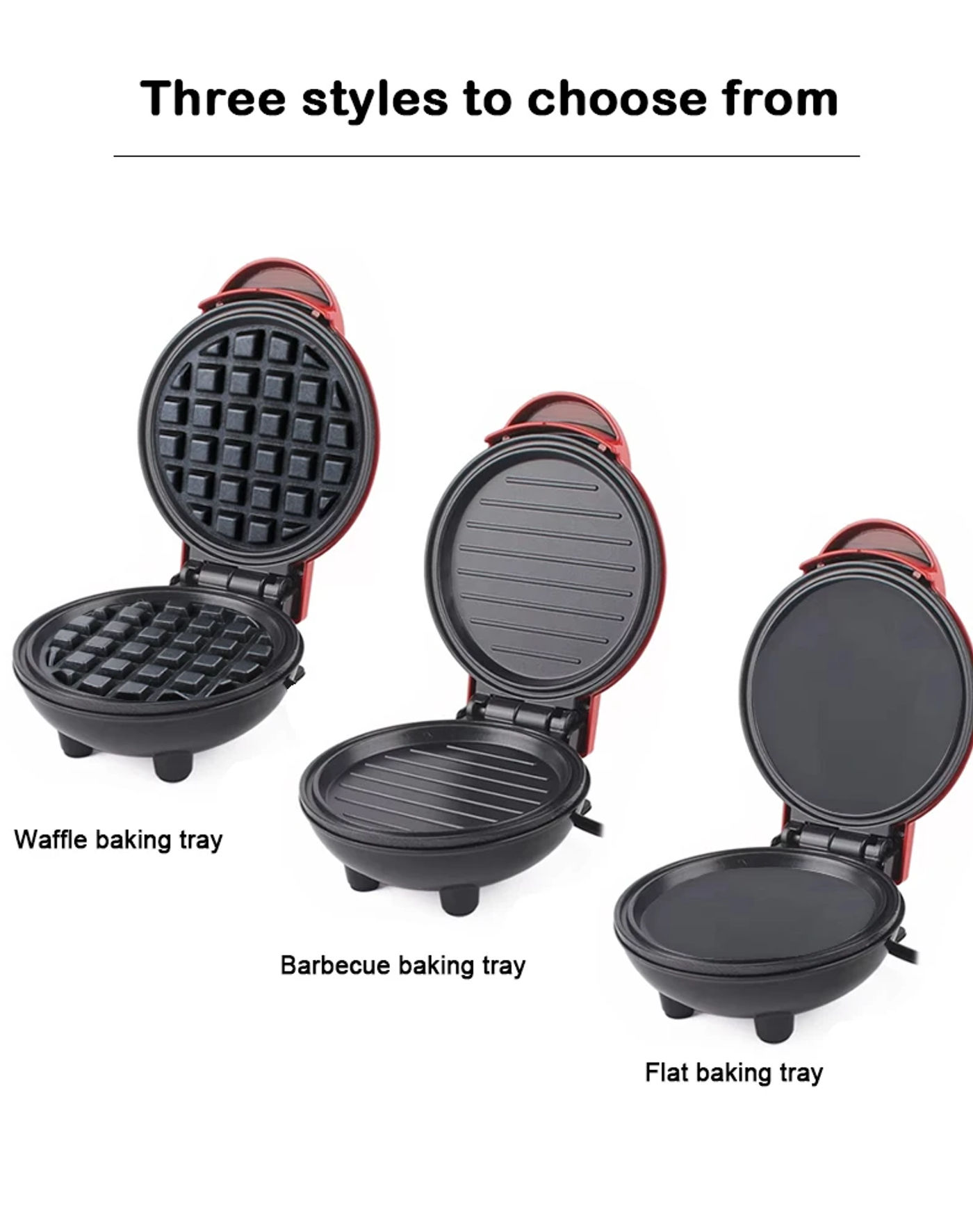 Description Picture 3 of item110V/220V Mini Electric Waffle Maker Automatic Breakfast Baking Machine Sandwich Toaster Barbecue Griddle Non-stick Steak Grill