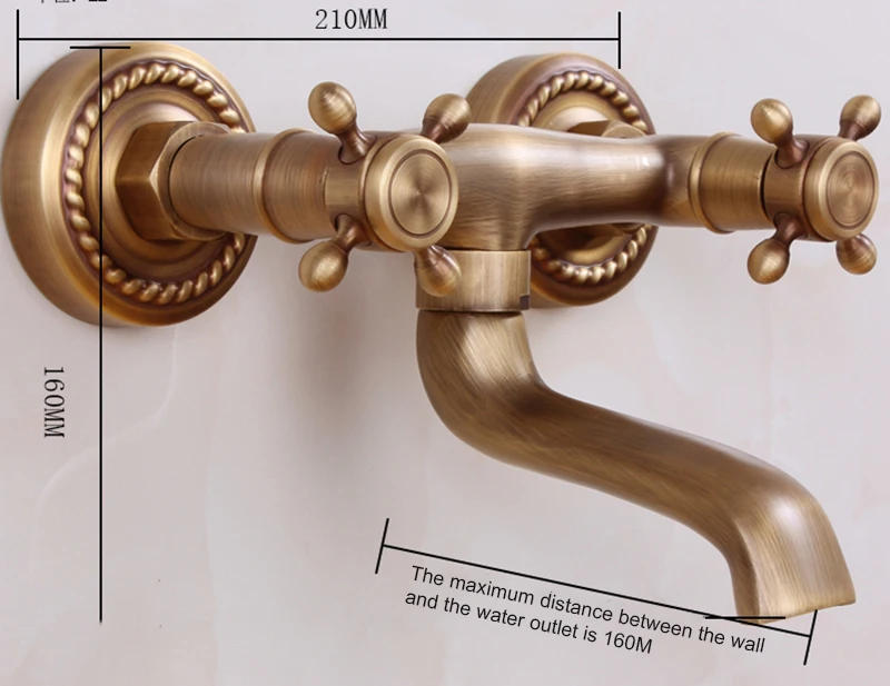 Description Picture 2 of itemAntique Copper Basin Faucet Sink Dual Handles Bathroom Tub Faucet Bath Room Supplies