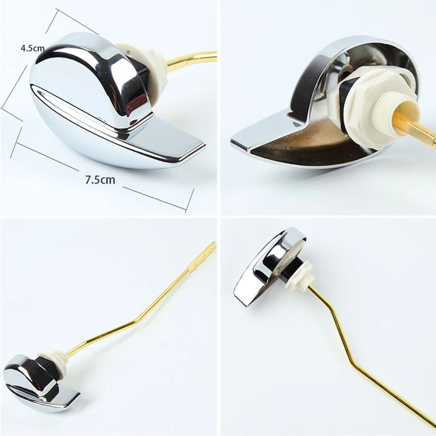 Description Picture 4 of itemFor TOTO Toilet Handle Flush Lever Handle Replacement Tank Toilet Tools Zinc Alloy+copper Accessories Brand New