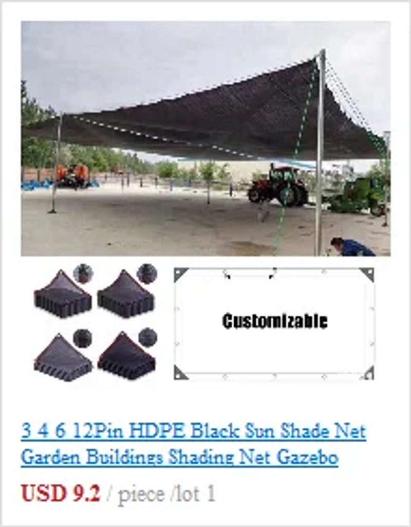 Description Picture 4 of itemOutdoor Black HDPE Sun Shade Net Garden Buildings Shelter Gazebo Awnings Pergola Sunshade Net Swimming Pool Camping Tent Awning