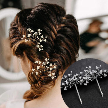 U Shaped Hair Clip Barrettes Braiding Hair Accessories Women Flower Hairpins Stick Wedding Bridal Crystal Pearl Hairpin