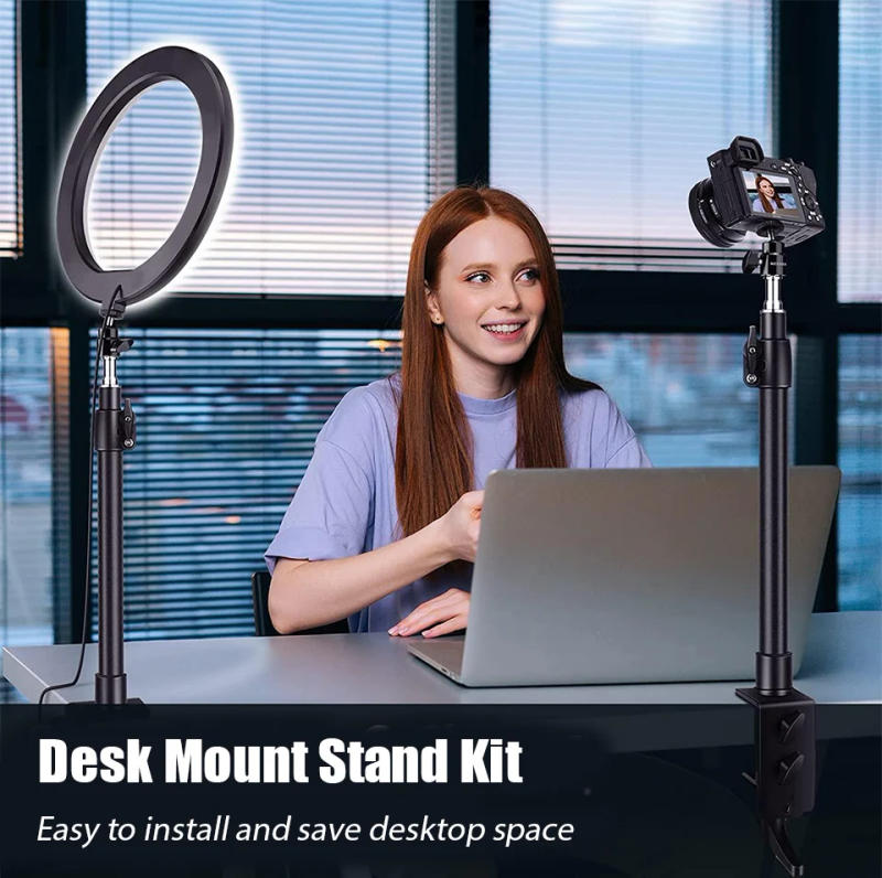 Description Picture 2 of itemDesk Mount Stand DSLR Camera C Clamp Light Stand Photographic Light Boom Stand With Ball Head for Phone Video Ring Light Zoom