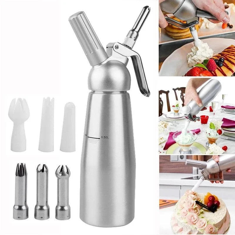 Description Picture 3 of item17oz 34oz Whipped Cream Dispenser 500 1000ml Cake Piping Gun Siphon Squeeze Bottle Dessert Tool Cream Whippers