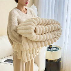 Solid Color Coral Velvet Blanket Soft Double-sided Thicken Bed Cover Office Car Plush Warm Blanket Fluffy Sofa Throw Lap Blanket
