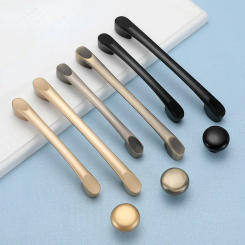 European Style Matte Gold Cabinet Handles Solid Aluminum Alloy Kitchen Cupboard Pulls Drawer Knobs Furniture Handle Hardware