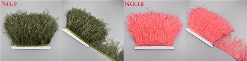Description Picture 6 of item10Meters/Lot Ostrich Feathers on Ribbon Decor 10-15CM 4-6" Feather Trim Tape Boa Clothes Sewing Costume White Fringe Skirt Decor