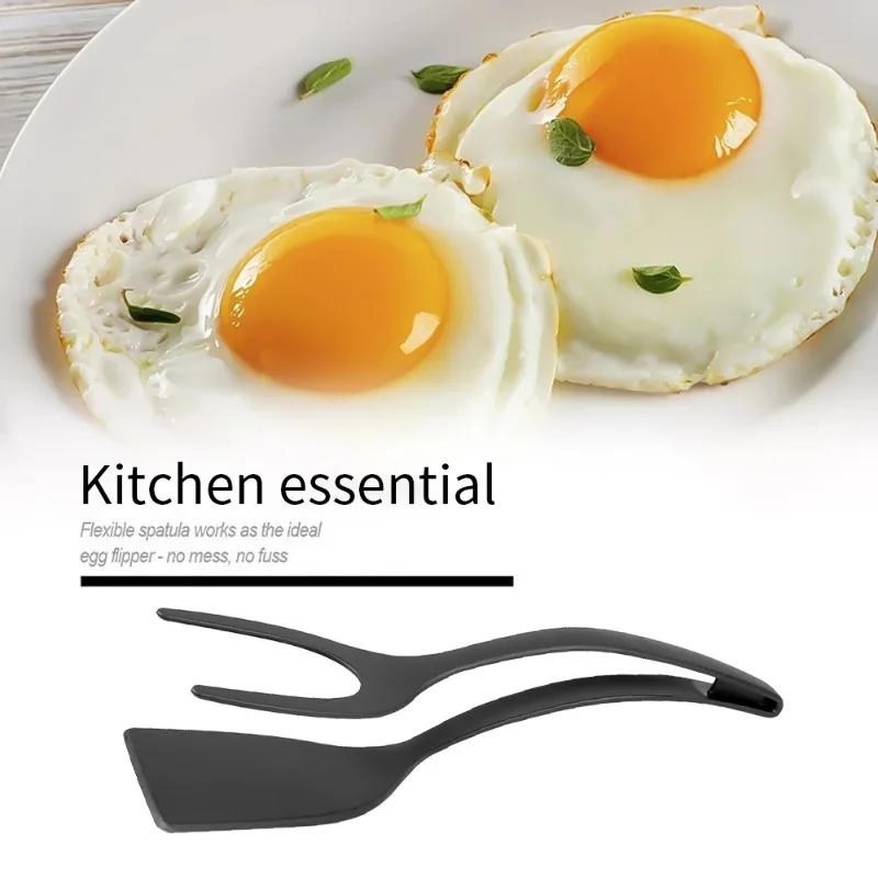 Description Picture 4 of item2 In 1 Shovel Clip Eggs Steak Tongs Silicone Spatula Cooking Non-stick Food Tongs Omelette Turners Kitchen Gadgets Toast Pancake