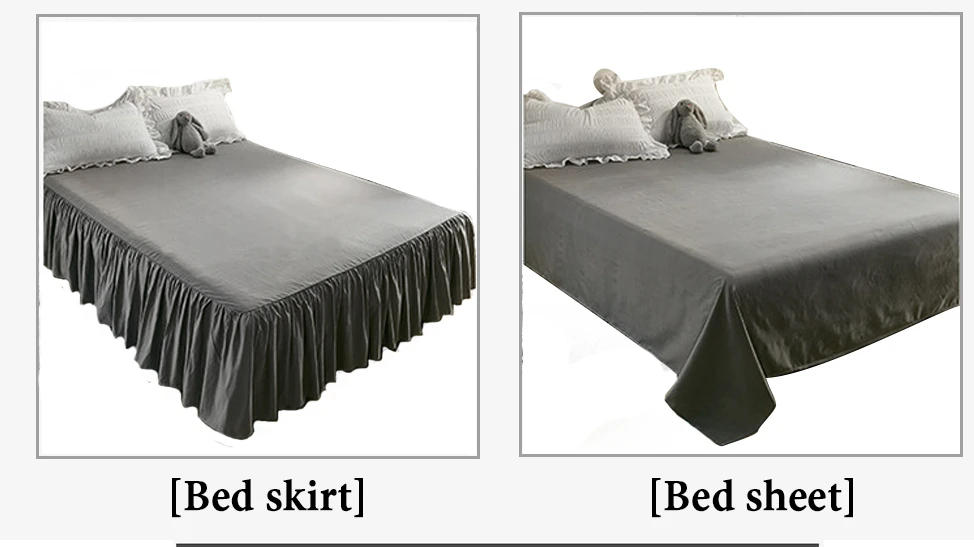 Description Picture 2 of itemPink Ruffled Seersucker Duvet Cover Set 3/4pcs Soft Lightweight Down Alternative Grey Bedding  with Bed Skirt and Pillowcases