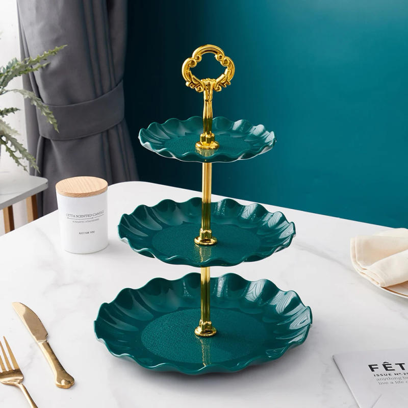 Description Picture 5 of item3 Tier Plastic Round Serving Trays Cake Stand Cupcake Holder Fruits Dessert Display Plate Dishes Tableware for Party Festival