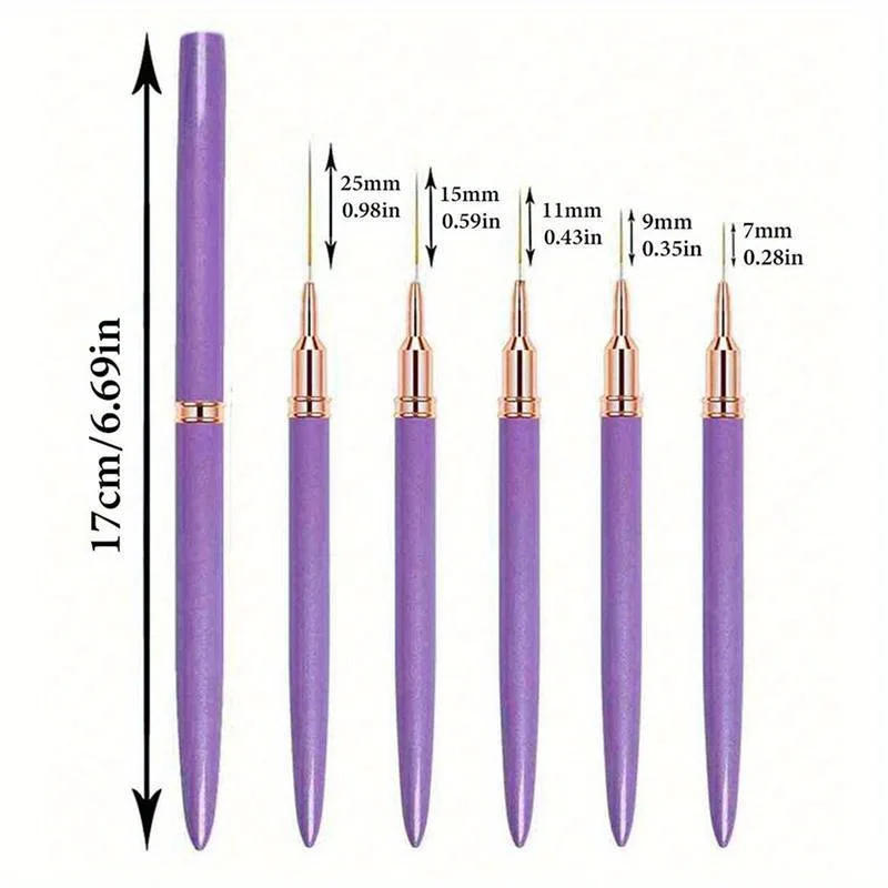 Description Picture 5 of itemNail Art Liner Brushes Set Elongated Lines Striping Drawing UV Gel Painting Nail Design Pen Professional Manicure Tool