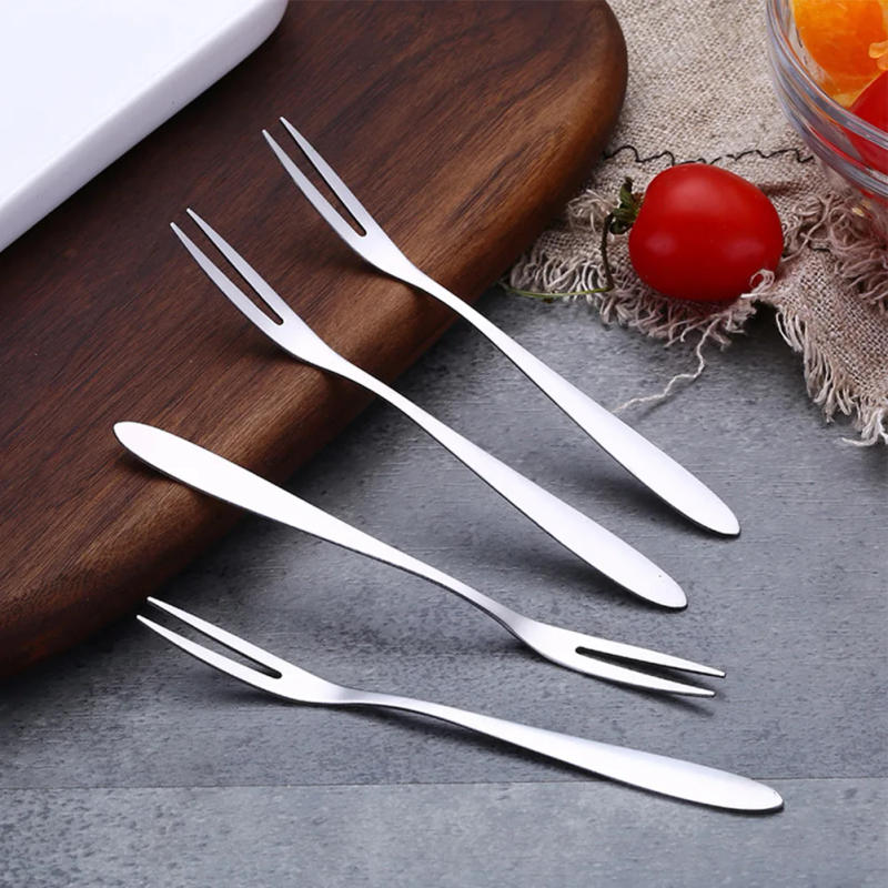 Description Picture 4 of item12Pcs Fruit Forks Stainless Steel Two-toothed Fork Cake Dessert Fork Small Fork Multifunctional Household Kitchen Flatware