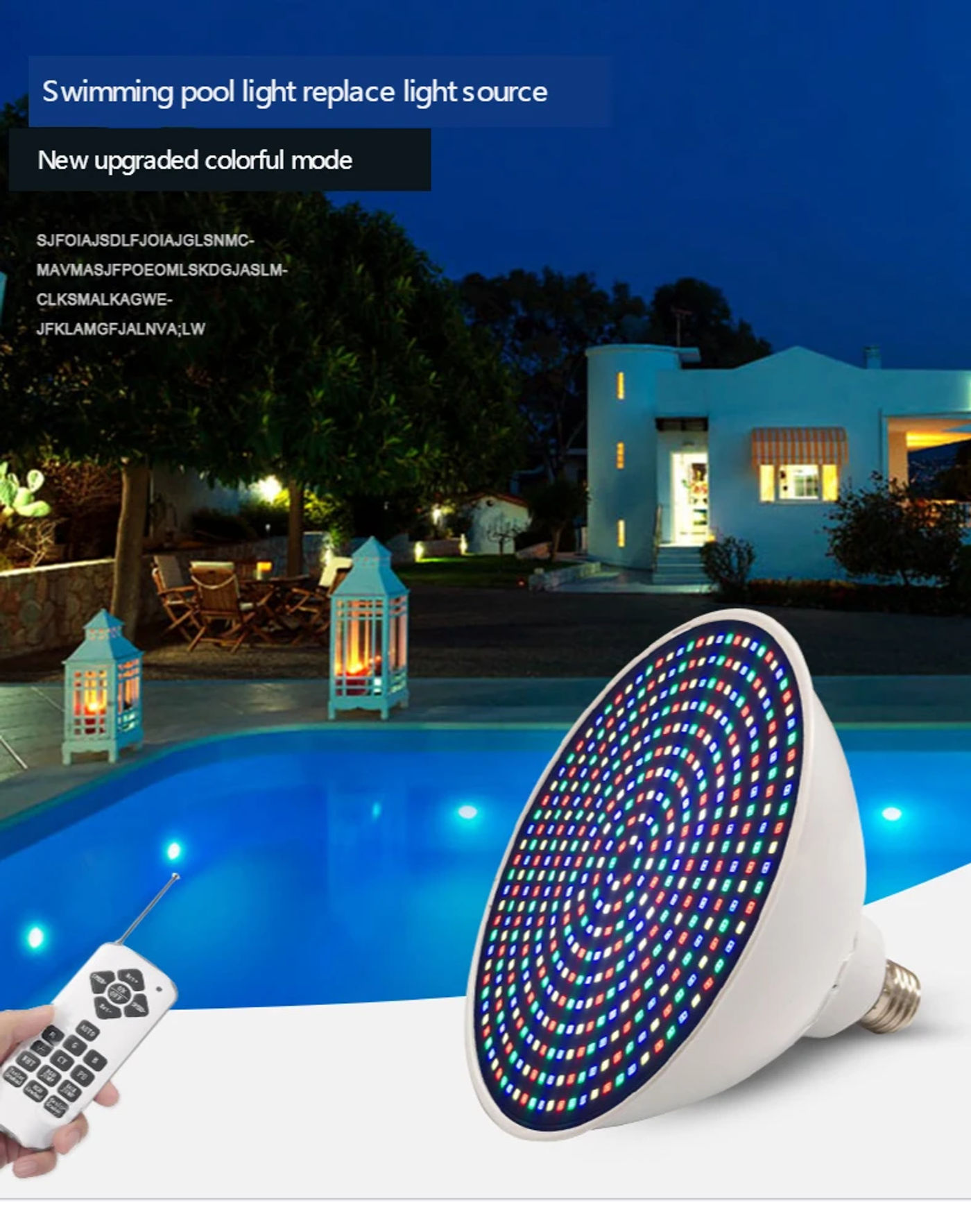 Description Picture 5 of itemPar38 RGB Underwater Lamp IP68 Led Swimming Pool Light Multi Color Led Lamp with Remote Controller Replace Light Source E27 Bulb