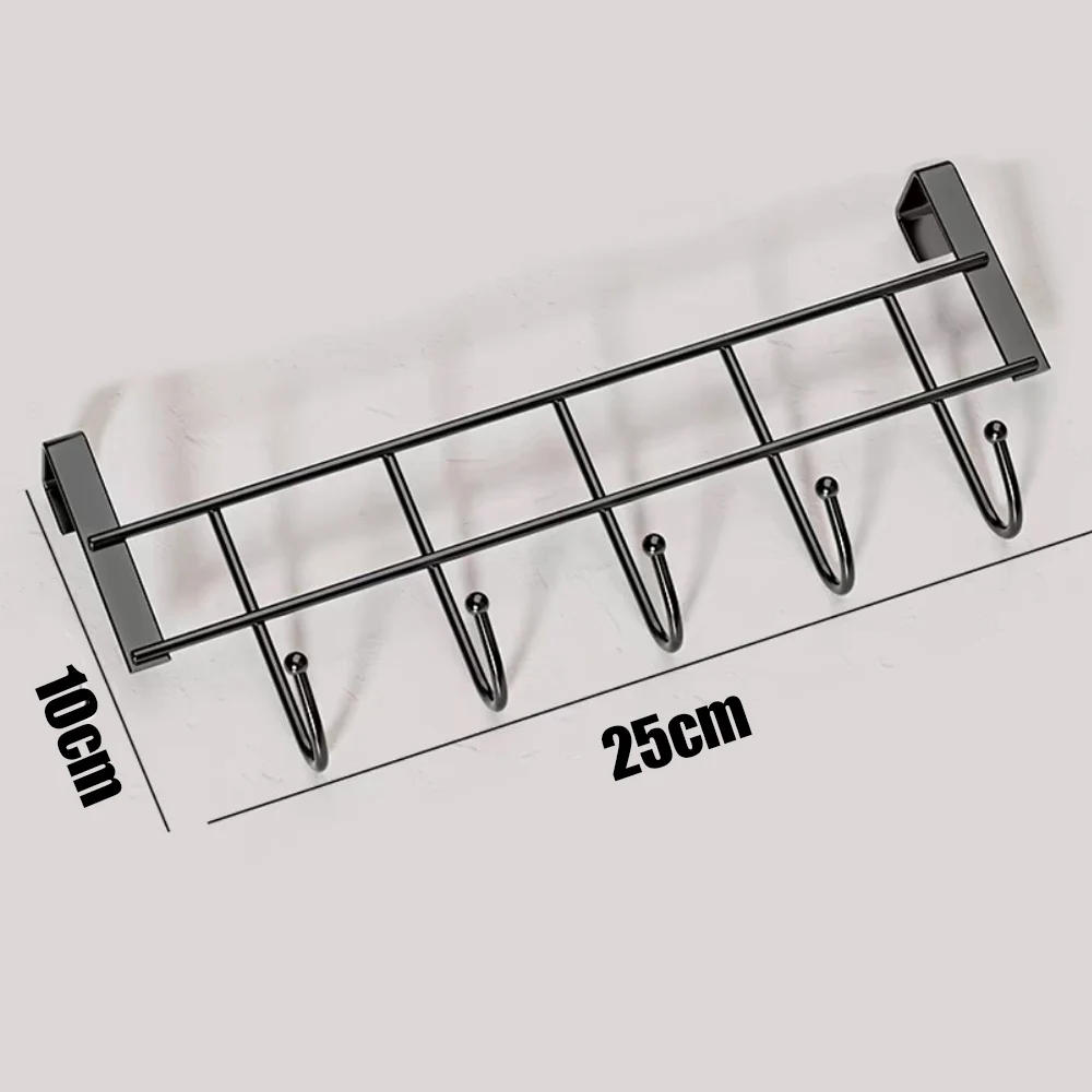 Description Picture 2 of itemDoor Hanger Hook Stainless Steel Kitchen Cabinet Pull Over Door Hook Clothes Bedroom Bathroom Hanger Bags Towel Holder 5 Hooks