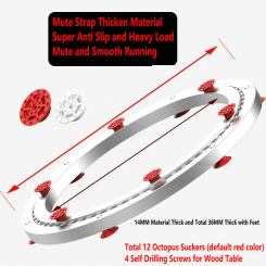 Super Anti Slip Plastic Octopus Suckers Thicken Aluminum Lazy Susan Turntable Dining Table Swivel Plate for Glass Wood Table