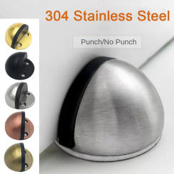 New Stainless Steel Door Stopper Nail-free Non Punching Door Suction Anti-collision Hardware Door Stop Door