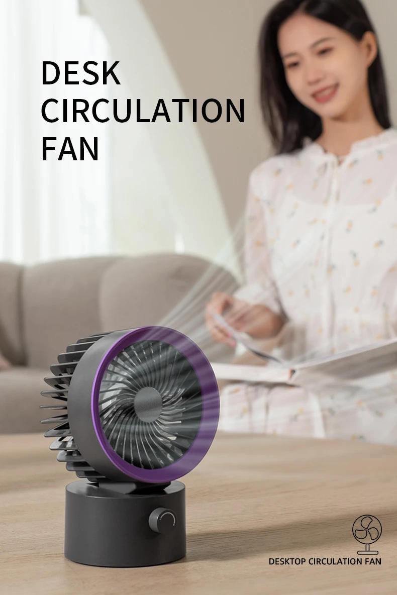 Description Picture 2 of itemPortable Desktop Rechargeable Fan Small Cooling Ventilador Shake Head Fan Stepless Speed Regulation Personal Fan for Room Office