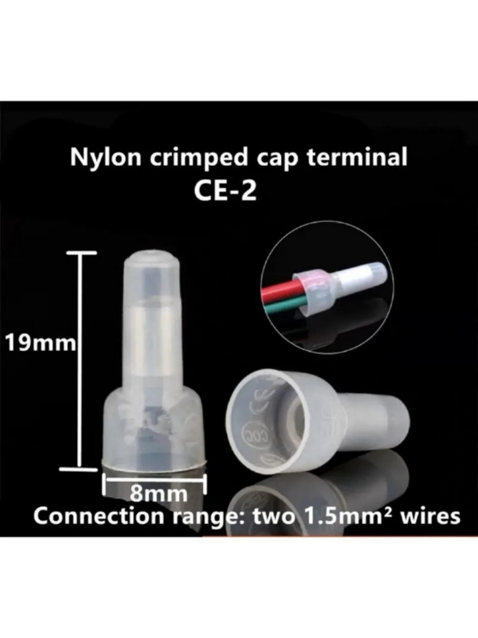 Description Picture 5 of item50/100/500/1000 PCS CE1 CE2 CE5 Closed End Crimp Caps Electrical Wire Cable Terminals Connectors