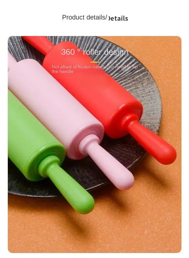 Description Picture 5 of itemxgnvpy Plastic rolling pin Household small PP handle Roller dumpling rolling stick Children's mini dough stick baking tool