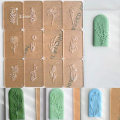 Elegant Abstract Face Polymer Clay Stamp Cutter Botanical Bunch of Flowers Stamps Deepened Texture Clay Embossing DIY Earrings