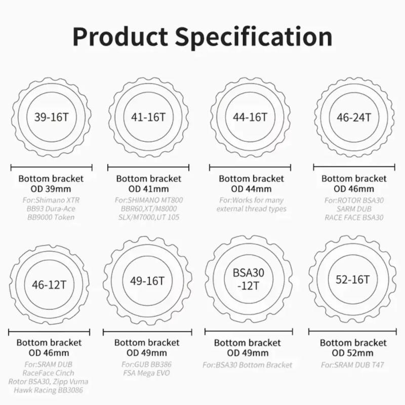 Description Picture 5 of item39/41/44/46/49/52mm BB Wrench Soft Grib Alluminum Alloy Bottom Brackets Wrench Durable Anodizing Bottom Bracket Tool Bicycle