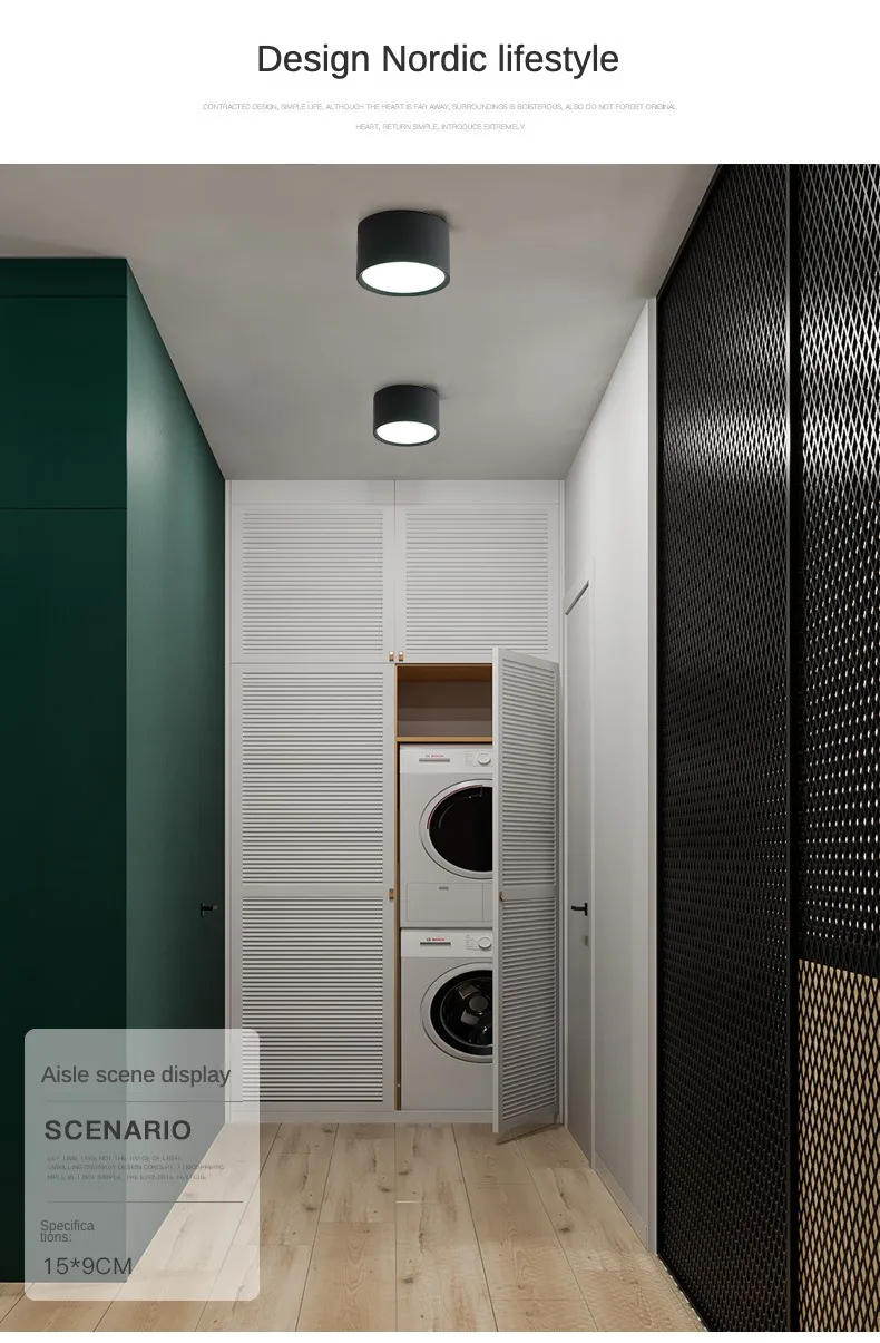 Description Picture 4 of itemNordic Round Surface Mounted Downlight Led Small Ceiling Light Spotlight Hallway Entrance Light Aisle Light Indoor Lighting